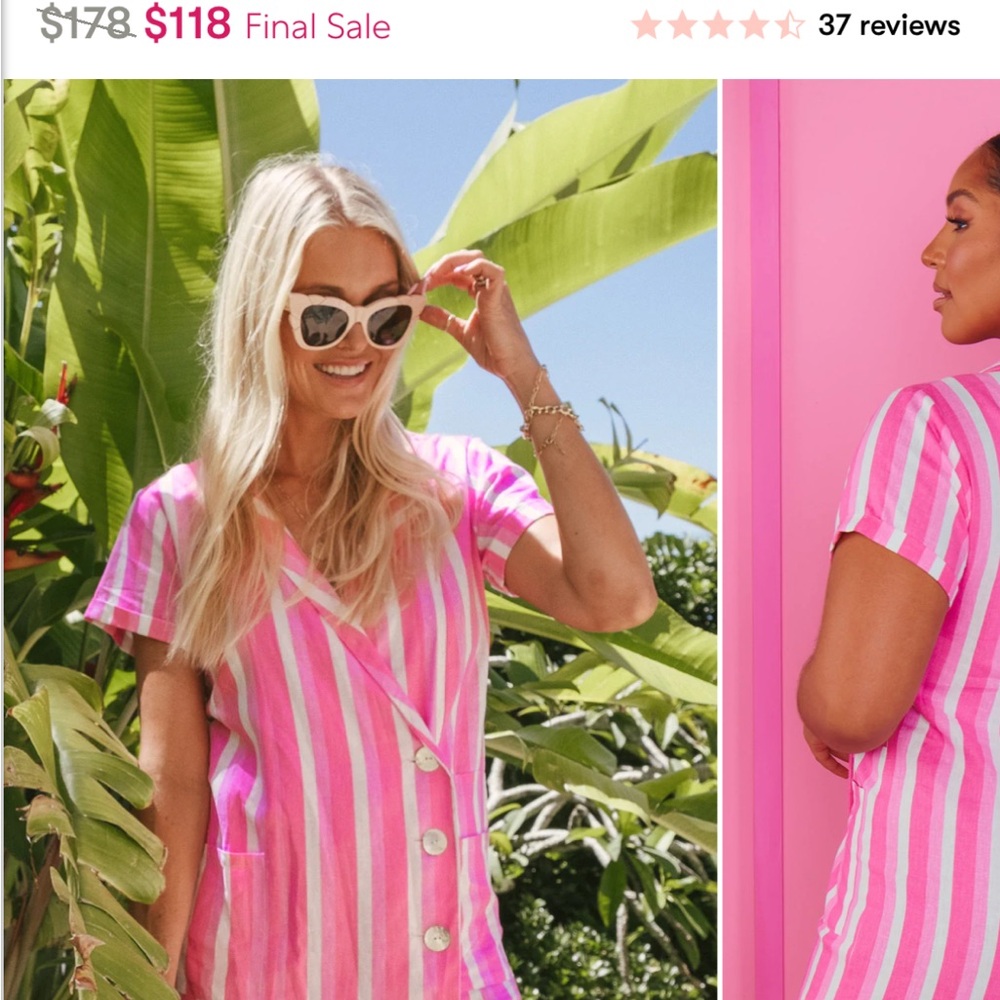 Show Me Your MuMu Pink and White Striped Jumpsuit